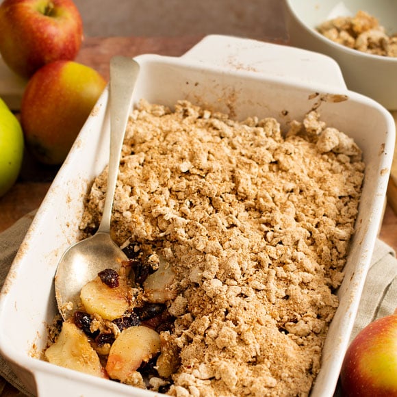 Spiced apple and cranberry crumble